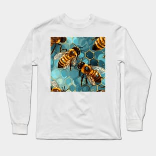 Honeycomb and Bee Pattern 11 Long Sleeve T-Shirt